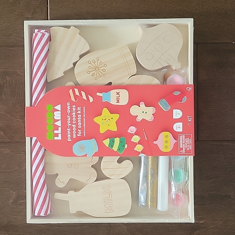 Mondo Llama paint your own wood cookies for Santa kit